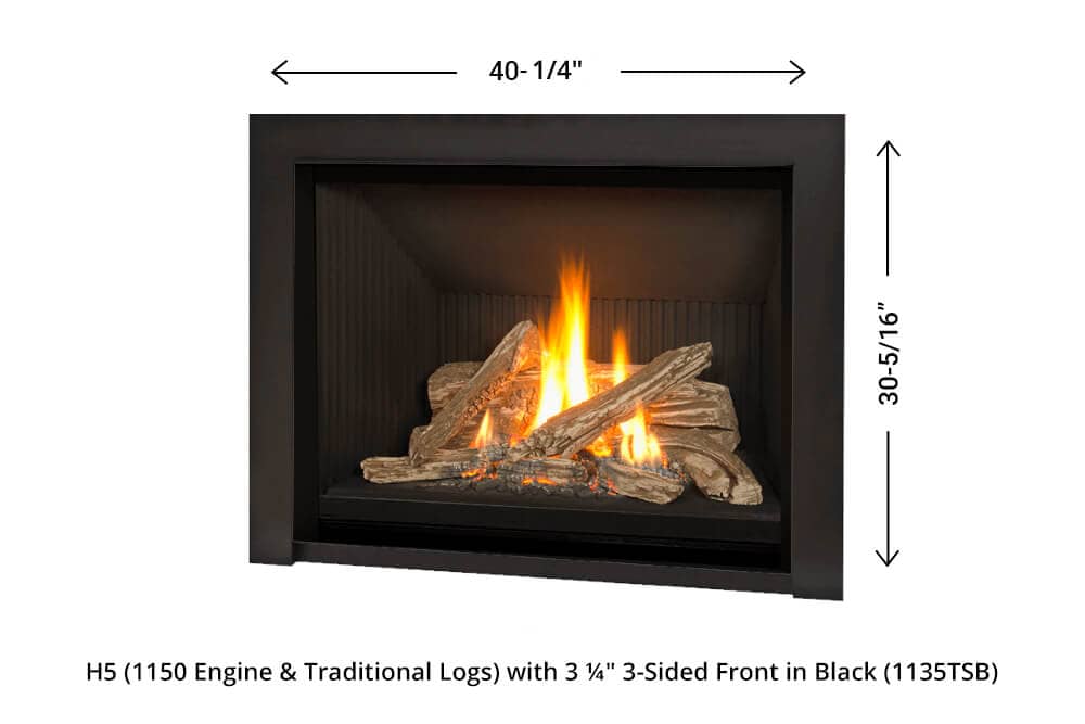 H5 Gas Fireplace - 1150 Three-Sided Edermont Front dimensions