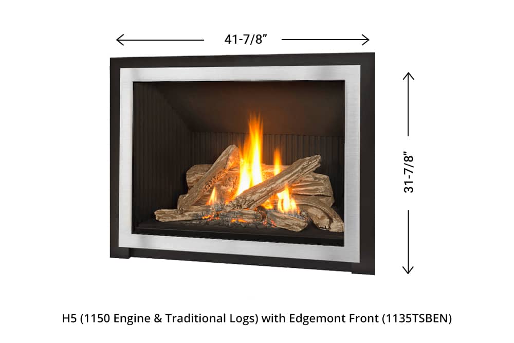H5 Gas Fireplace - 1150 Edgemont Front (white) dimensions