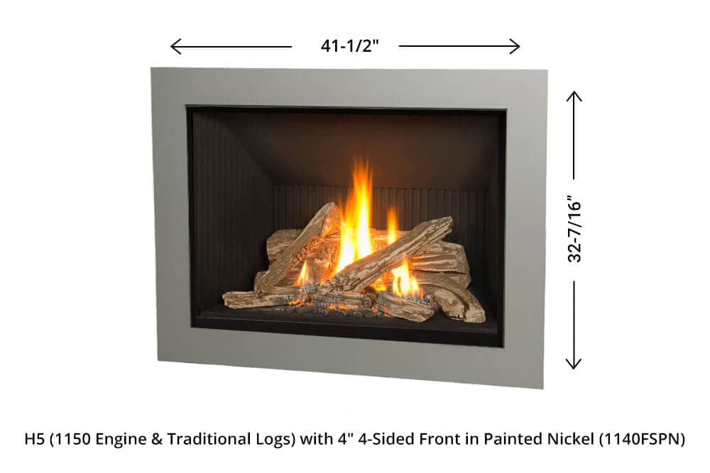 H5 Gas Fireplace - 1150 Four-Sided Front (painted nickel) dimensions