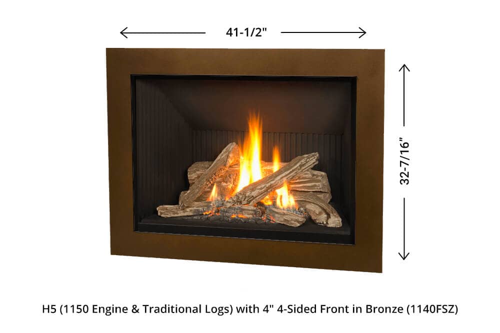 H5 Gas Fireplace - 1150 Four-Sided Front (bronze) dimensions