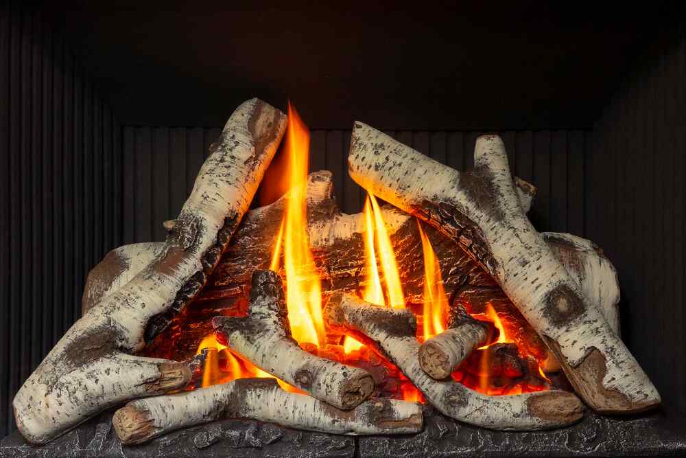 Valor H5 Gas Fireplace Insert Birch Logs