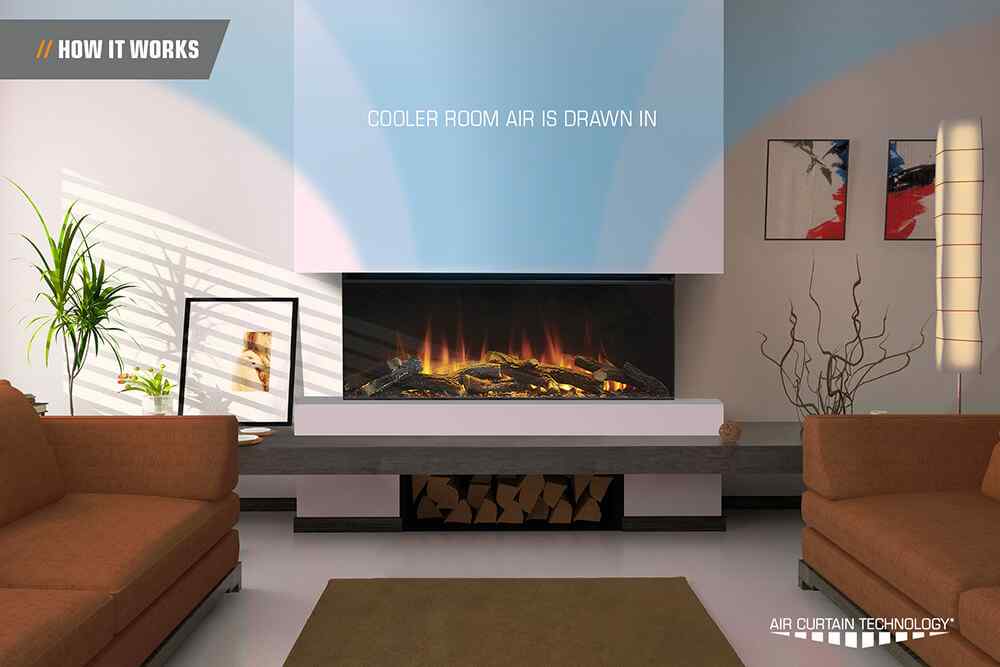 Electric Fireplace Air Cooling Illustration