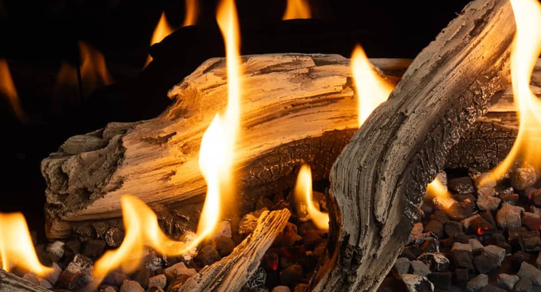 Traditional Logs for linear Valor gas fireplaces